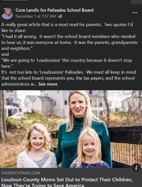 Epoch Times 2 - Bucks County Beacon - Cora Landis Joins the Palisades School Board, Part 2