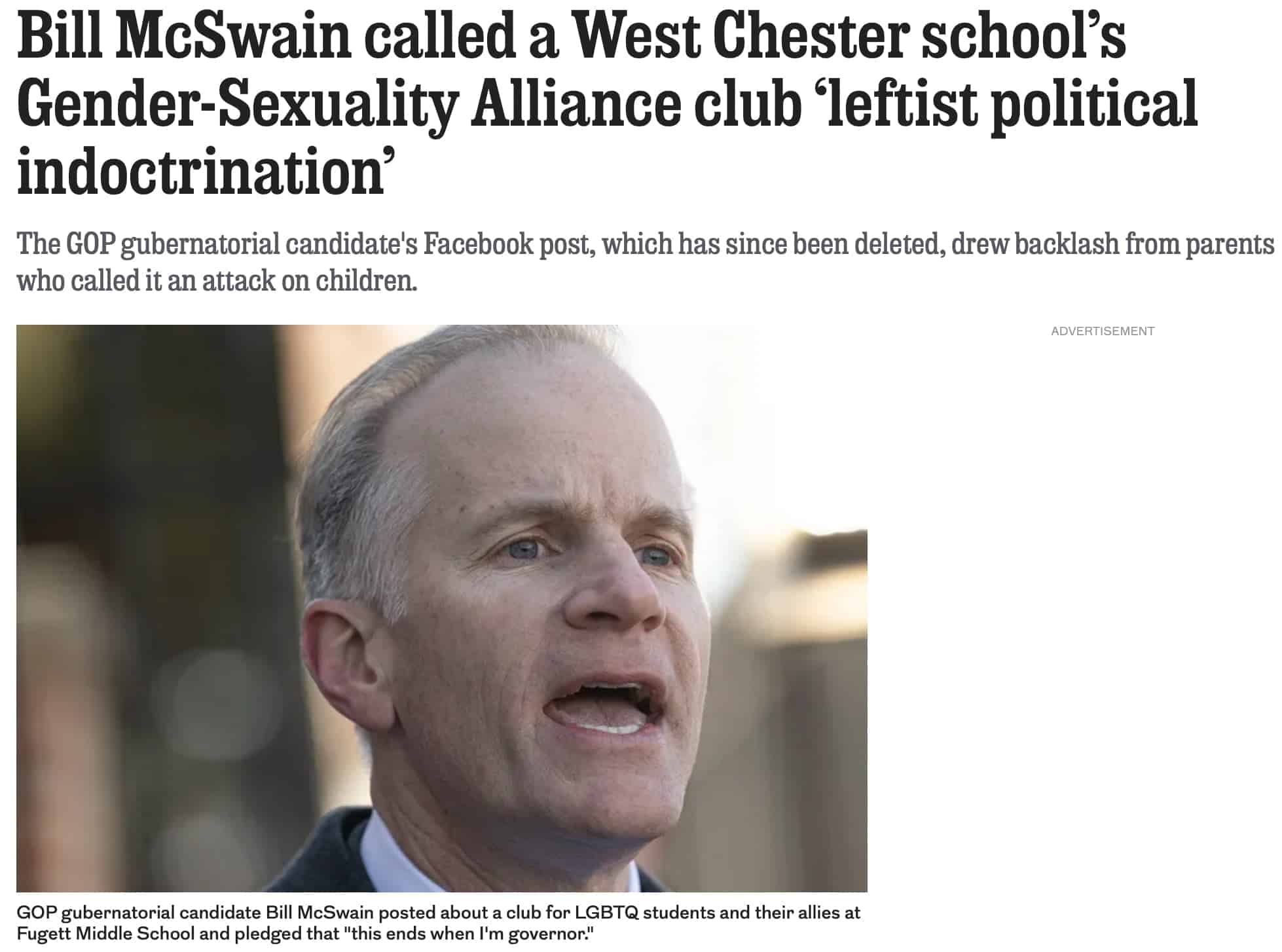 MCSwain Inky - Bucks County Beacon - Central Bucks Wants Republican Who Attacked a Middle School’s LGBTQ Student Club to Investigate ACLU’s Complaint of Anti-LGBTQ Discrimination