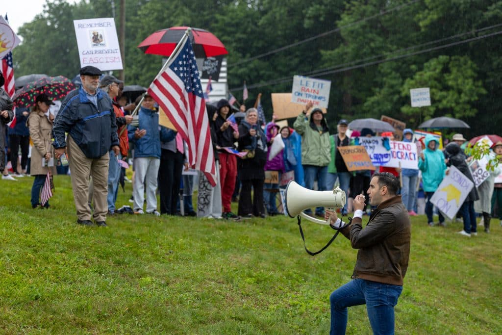 No Kings Day Langhorne DannyCeisler - Bucks County Beacon - Here's Why 1,800 Protesters Demonstrated Outside of Congressman Brian Fitzpatrick’s Langhorne Office for ‘No Kings Day'